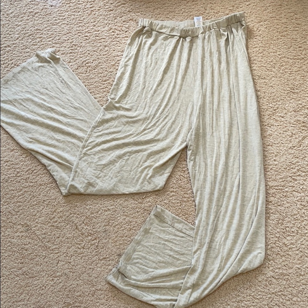 Oatmeal High Waisted Wide Leg Lounge Pants